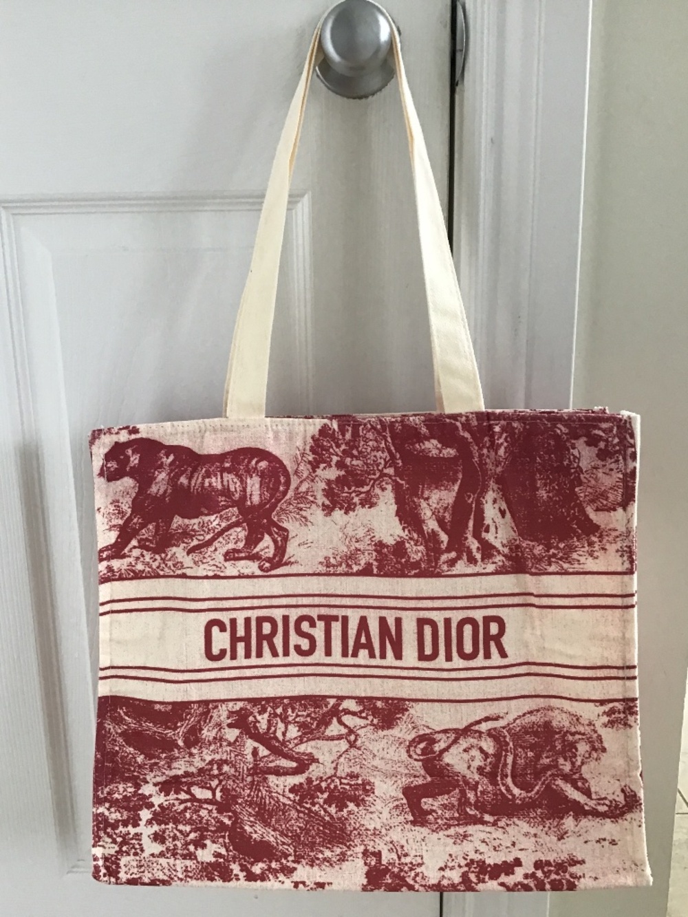DIOR Dark red/cream colour tote bag
